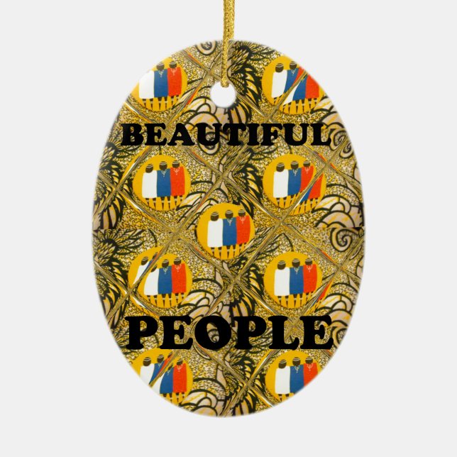 Beautiful People African Traditional Motif Farben Keramikornament (Vorne)
