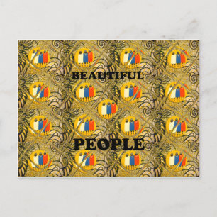 Beautiful People African Traditional Motif Farben Postkarte