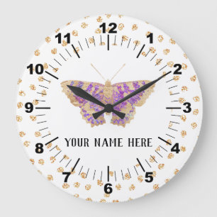Beautiful Personalized Butterfly Große Wanduhr