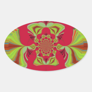 Beautiful Phantastisch African Red Gelb Motif Patt Ovaler Aufkleber