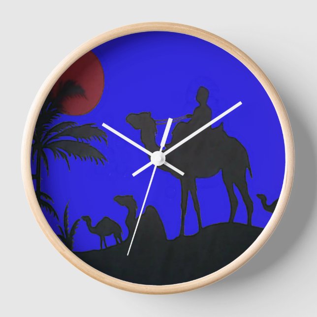 Beautiful Phantastisch Sunset Camel Safari Wanduhr (Vorderseite)