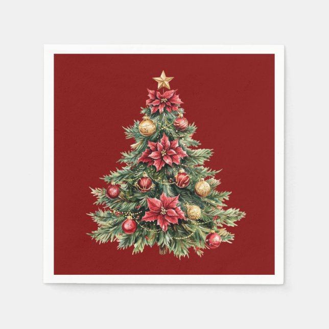 Beautiful Pine Tree Red Christmas  Serviette (Vorderseite)