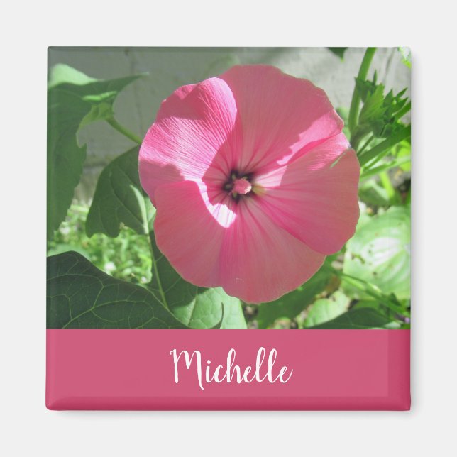 Beautiful Pink Blume Foto Name Magnet (Vorne)