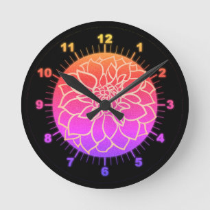 Beautiful pink Dahlia   Runde Wanduhr