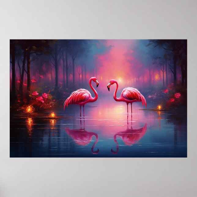 Beautiful Pink Flamingo Bird Poster (Vorne)