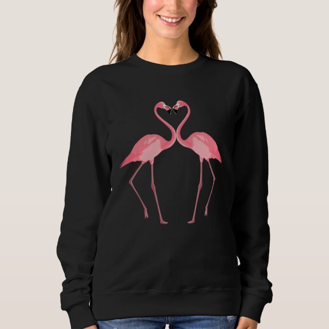 Beautiful Pink Flamingos Birds Love Sweatshirt (Vorderseite)