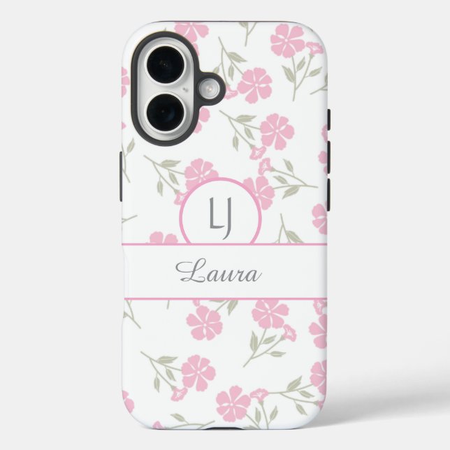 Beautiful Pink Floral Personalized  Case-Mate iPhone Hülle (Rückseite)