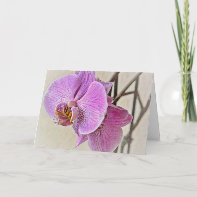 Beautiful Pink Orchid Blume Art Note Card Karte (Vorderseite)