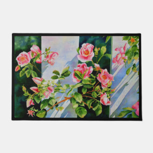 Beautiful pink roses, red roses, watercolor floral fußmatte