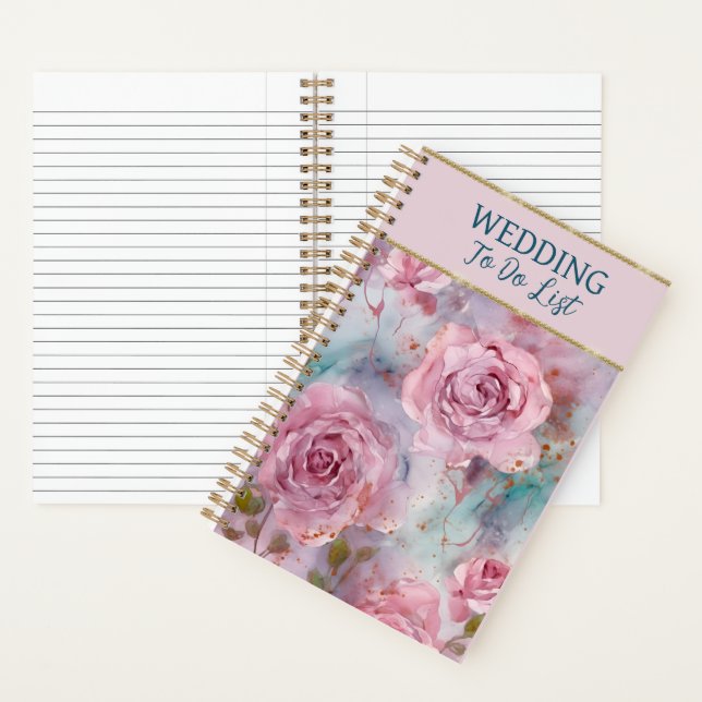 Beautiful Pink Roses Wedding Planner Notizbuch (Innen)