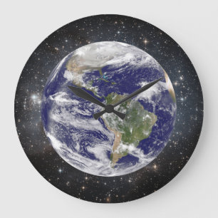 Beautiful Planet Earth and Stars in Space Große Wanduhr