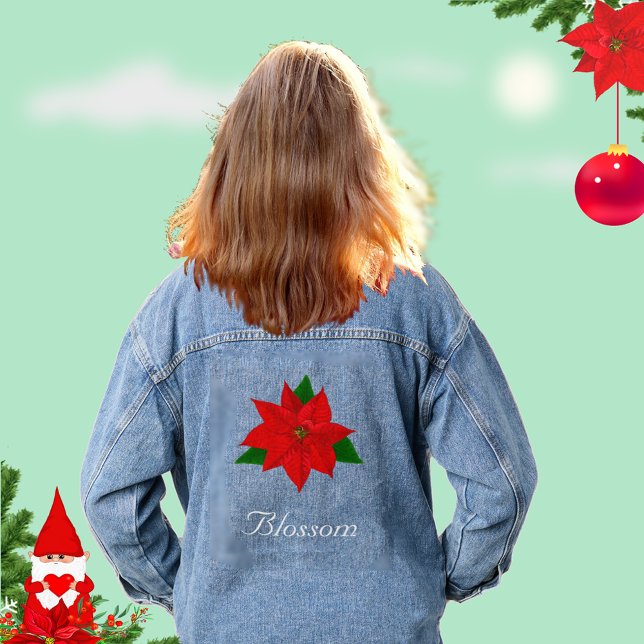 Beautiful Poinsettia Blume Blossom Jeansjacke (Von Creator hochgeladen)