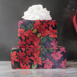 Beautiful Poinsettia Blume Red Green Gold Geschenkpapier
