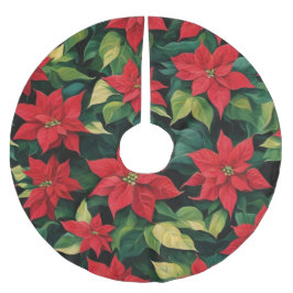 Beautiful Poinsettia Polyester Weihnachtsbaumdecke