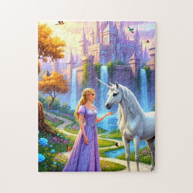 Beautiful Princess meeting Unicorn Puzzle (Vertikal)