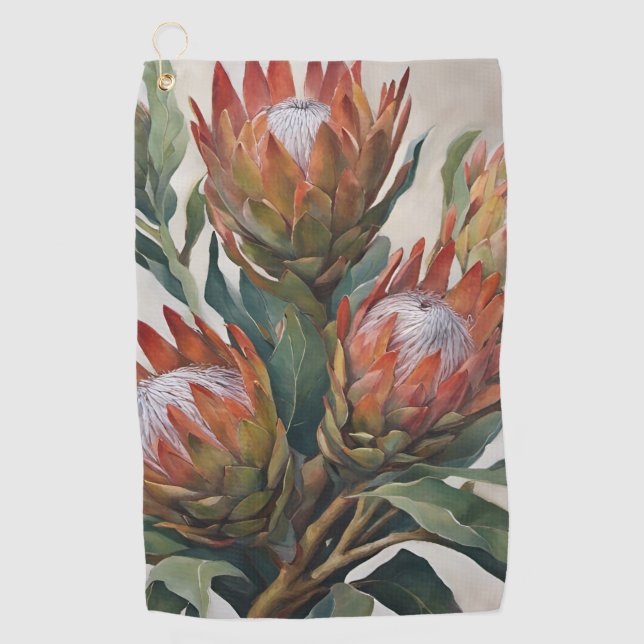Beautiful Protea Blume aus Südafrika Golfhandtuch (Vorderseite)