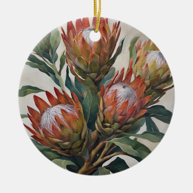 Beautiful Protea Blume aus Südafrika Keramik Ornament (Vorne)