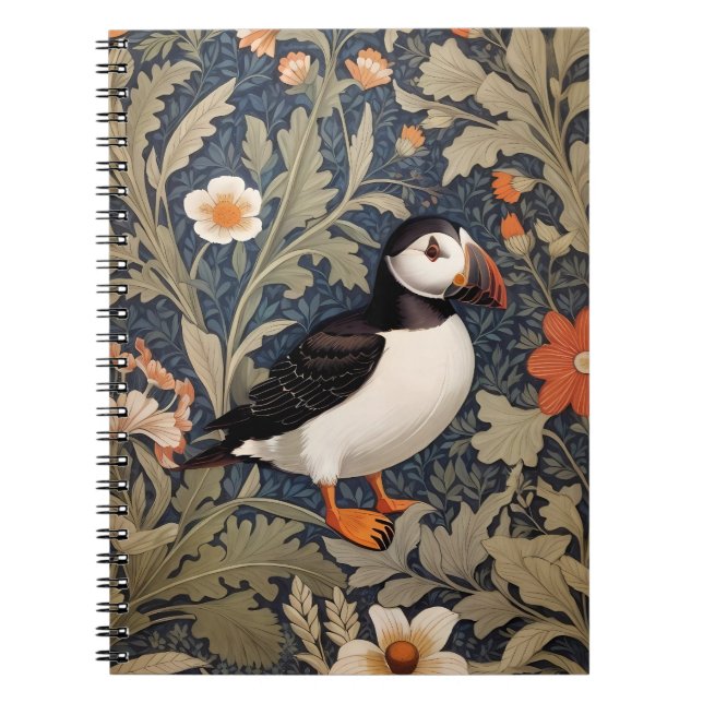 Beautiful Puffin William Morris Inspiriert Notizblock (Vorderseite)