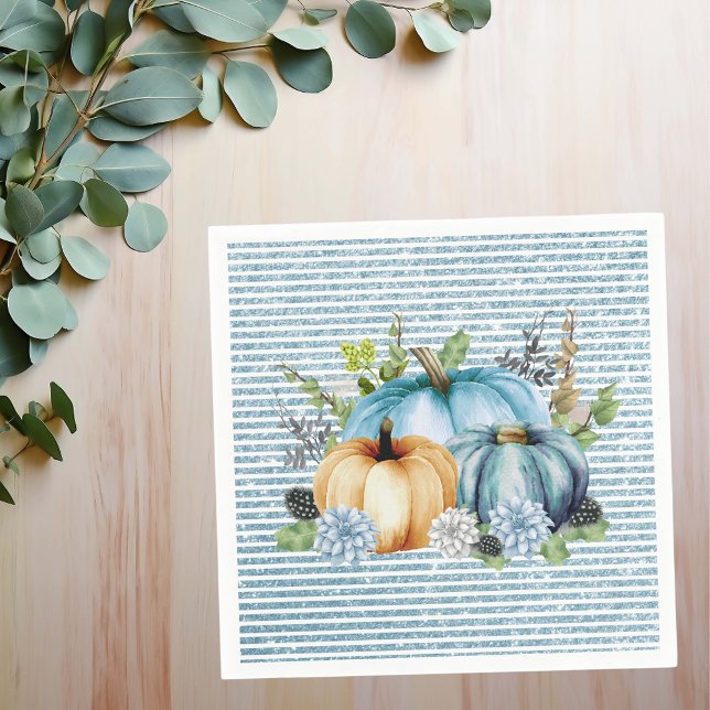 Beautiful Pumpkin Blue Erntedank Watercolor Serviette (Von Creator hochgeladen)