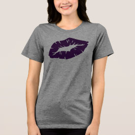 Beautiful Purple Lipstick Kiss Isolated Tri-Blend Shirt
