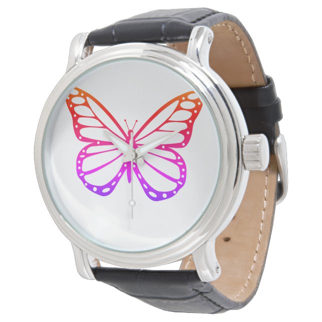 Beautiful Purple Orange Butterfly Armbanduhr (Schrägansicht)