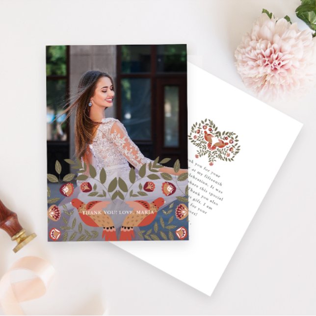 Beautiful Quinceanera Fiesta Danke Foto Einladung (Von Creator hochgeladen)