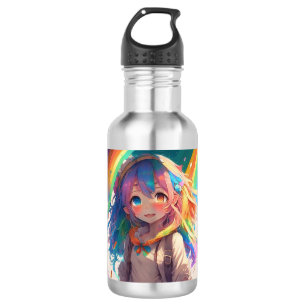 Beautiful Rainbow Anime Girl Edelstahlflasche