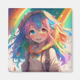 Beautiful Rainbow Anime Girl Magnet