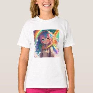 Beautiful Rainbow Anime Girl T-Shirt