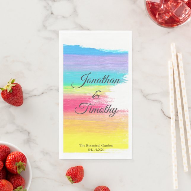 Beautiful Rainbow Wedding Custom Colorful Serviette (Beispiel)