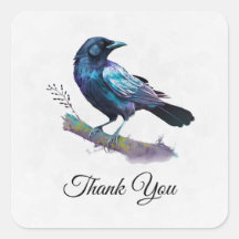 Beautiful Raven on a Tree Branch Vielen Dank