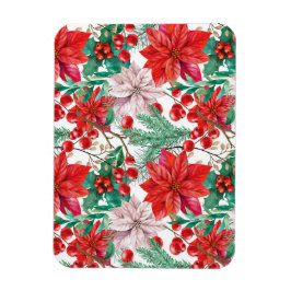 Beautiful red and white Christmas poinsettia Magnet
