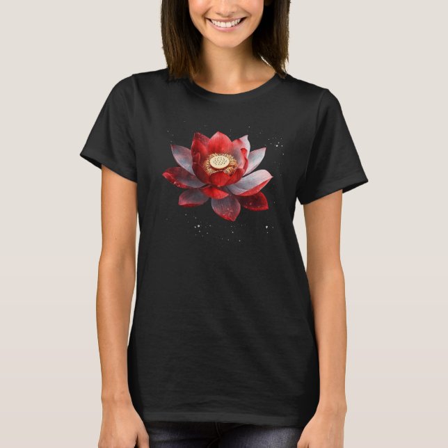 Beautiful red and white lotus flower spreckels blo T-Shirt (Vorderseite)
