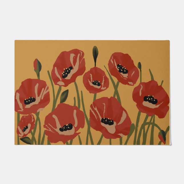 Beautiful Red Blume Rug, New Zuhause Gift Mat Fußmatte (Vorderseite)