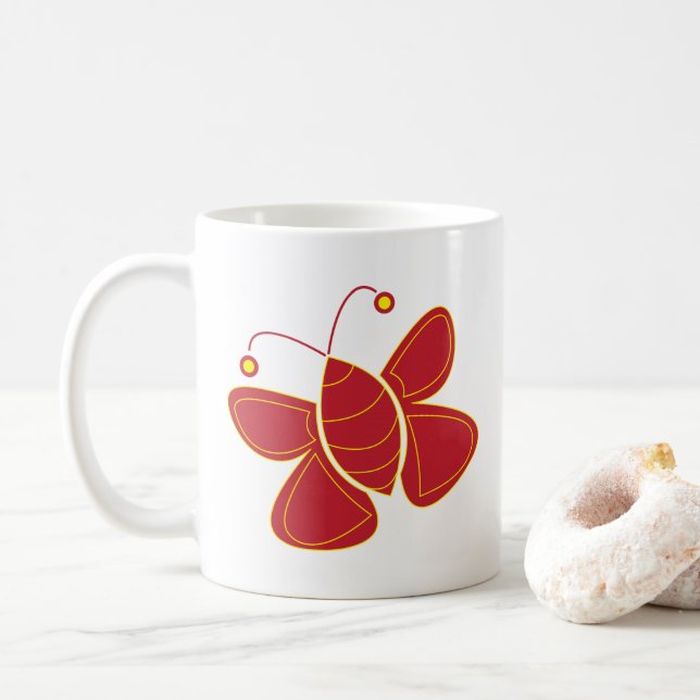 Beautiful Red Butterfly Kaffeetasse (Mit Donut)