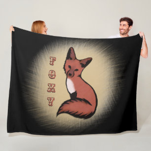 Beautiful Red Foxy Fox Black Fleecedecke