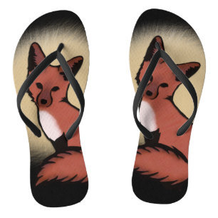 Beautiful Red Foxy Fox Flip Flops