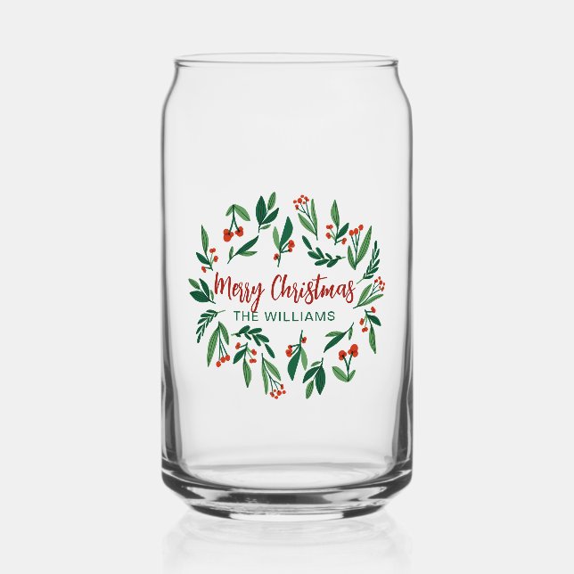 Beautiful Red Green Holly Berry Custom Christmas Dosenglas (Vorderseite)