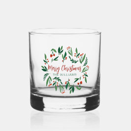Beautiful Red Green Holly Berry Custom Christmas Whiskyglas