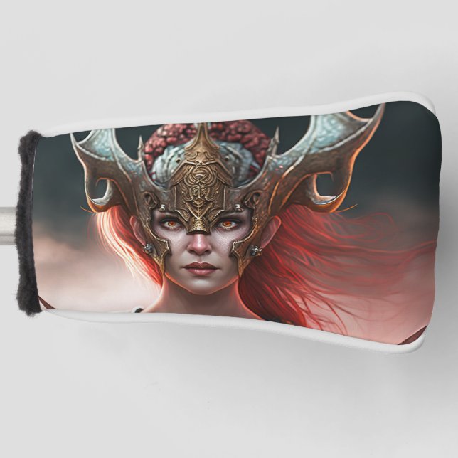 Beautiful Red Haired Nordic Warrior Golf Headcover (Vorderseite)