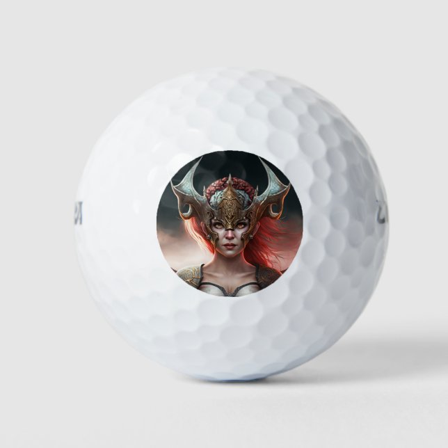 Beautiful Red Haired Nordic Warrior Golfball (Vorderseite)
