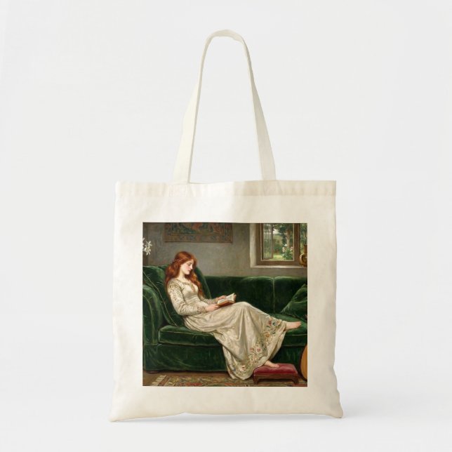 Beautiful Red Haired Woman Reading Book Artistic   Tragetasche (Vorne)