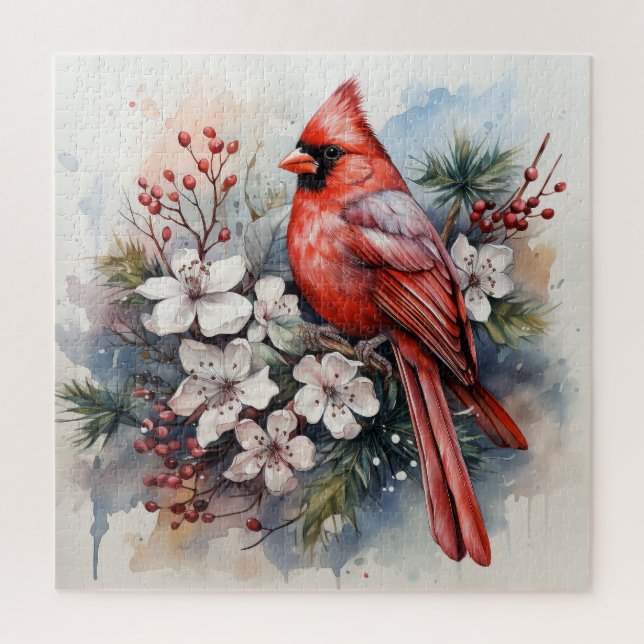 Beautiful Red Kardinal Bird Puzzle (Vertikal)