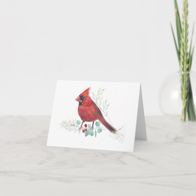 Beautiful Red Kardinal Watercolor Note Card (Vorderseite)