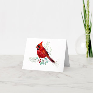 Beautiful Red Kardinal Watercolor Note Card