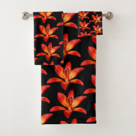 Beautiful Red Orange Asiatic Lily Gran Paradiso Badhandtuch Set