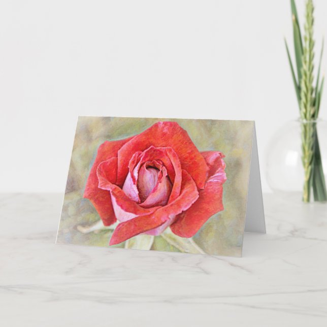 Beautiful Red Pink Rose Art Note Card Karte (Vorderseite)