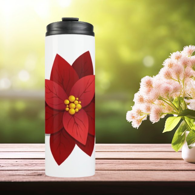 Beautiful Red Poinsettia Blume Christmas Tumbler Thermosbecher (Von Creator hochgeladen)