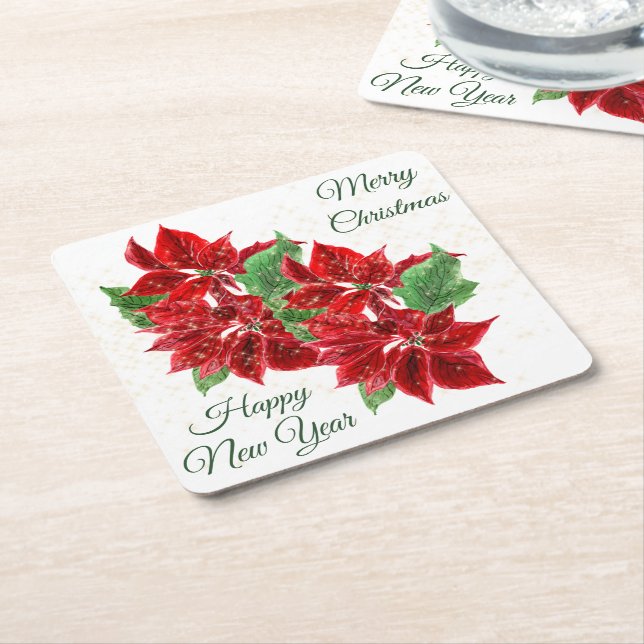 Beautiful Red Poinsettia Bouquet Paper Untersetzer (angewinkelt)