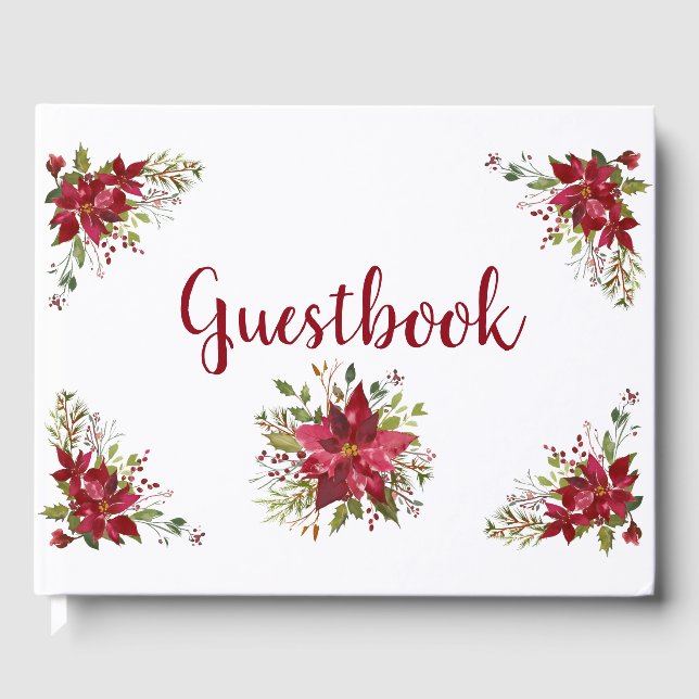 Beautiful Red Poinsettias Guestbook Gästebuch (Vorderseite)